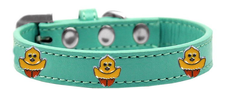 Chickadee Widget Dog Collar Aqua Size 14